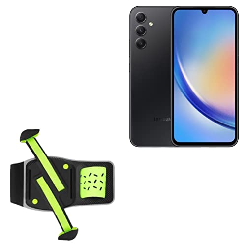 BoxWave Holster Compatible with Samsung A34 - FlexSport Armband, Adjustable Armband for Workout and Running - Stark Green