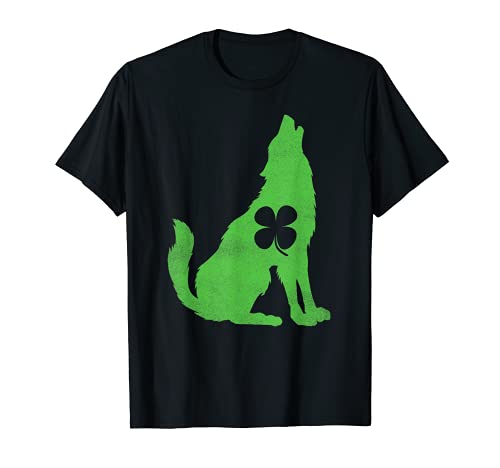 Photo de Loups de loup pour la Saint Patrick avec trèfle irlandais Saint Paddy T-Shirt