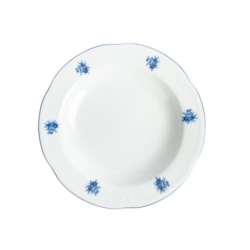 FranquiHOgar - Set de 6 Platos Sopa de Porcelana - Diseño Elegante con Flores Azules - Apto para Microondas y Lavavajillas - Lubeck Blue, Blanco y Azul, Porcelana