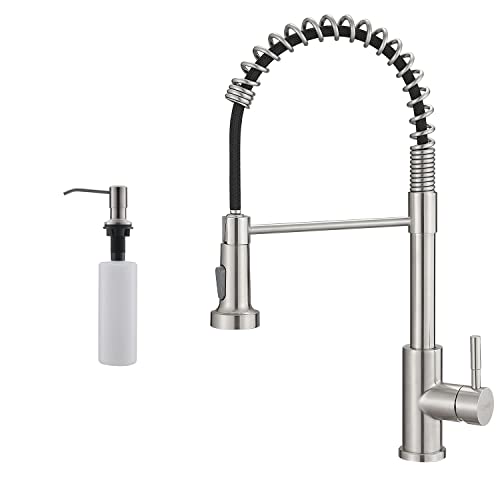 Gimili Spring Kitchen Sink Faucet With Soap Dispenser Brushed Nickel #TOP14