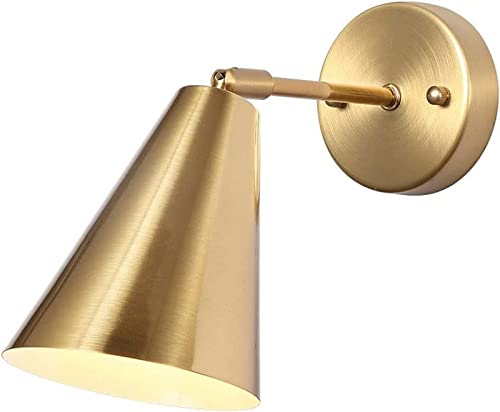 Aplique de pared vintage E27 de latón cepillado ajustable para dormitorio y salón