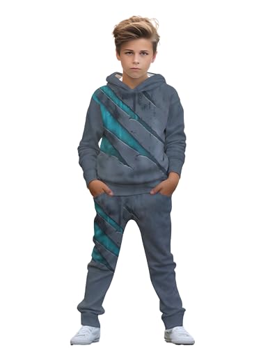 Image of boys' clothing sets, 2-Piece Hoodie & Pants Outfits for Boys Size 4-14 | Lightweight Non-Fleece Fall & Spring Clothing Sets