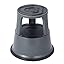 Dark Grey Metal Round Rolling Kick Step Stool with Castor Wheels and ...