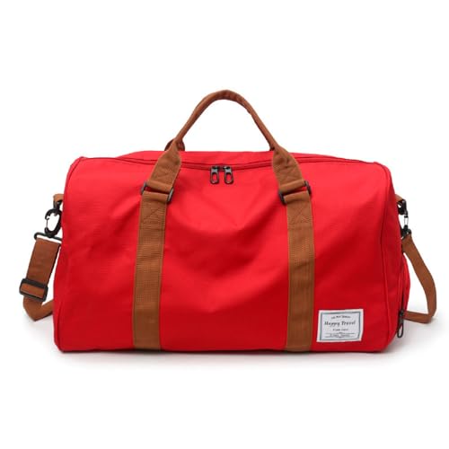 Bolsa de deporte para hombre con compartimento de zapatos y bolsillo húmedo, bolsa de viaje para mujer, para gimnasio, fitness, fin de Duffel Bag-Rouge
