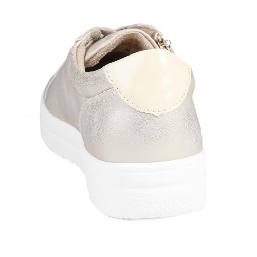 Wide Fit Zip & Lace Platform Trainers - Soft Gold Size 6 - 4