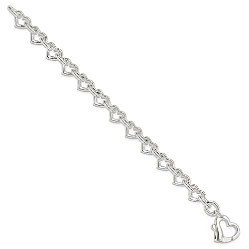 925 Sterling Silver 7.5Inch Heart Link Bracelet 7.5 Inch Chain Fancy Charm Love Fine Jewelry For Women Gifts For Her #TOP1