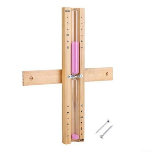 Qualoramall Sablier en bois de 15 minutes avec verre rotatif et sable de mer blanc pour sauna, salle de spa, horloge de sauna résistante à la chaleur et à la vapeur pour session de précision (rose)