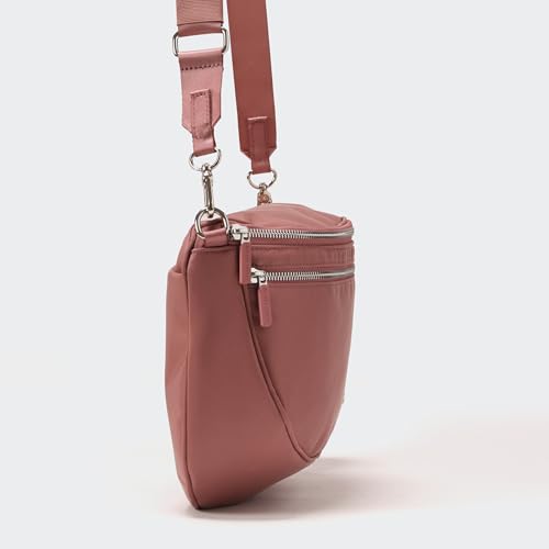 Image of Pander Crossbody Bum Bag for Women, Everyday Nylon Shoulder Bag with Pompom Keychain Wristlet Bag Charm, Adjustable Strap
