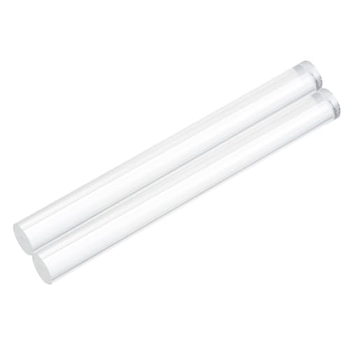 MECCANIXITY 2pcs Acrylic Round Rods 3/8" x 4" Clear Acrylic Dowel Rods Sticks Plastic Sticks Strip for DIY Crafts Lighting Gardening Decorations - 10mm x 100mm