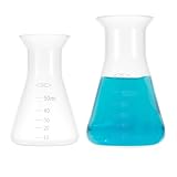 2 Pcs Plastic Erlenmeyer Flask Lab Flask Science Flasks Conical Clear Scale for Laboratory Home Learning Flasks Tool (50ml, 100ml)