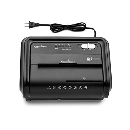 Amazon Basics 8-Sheet High-Security Micro-Cut Shredder With Pullout Basket And Paper Shredder Sharpening & Lubricant Sheets - Pack Of 24 #TOP3