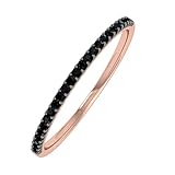 0.08 Carat (ctw) 10K Rose Gold Round Black Diamond Ladies Dainty Anniversary Wedding Band Ring (Ring Size 7)