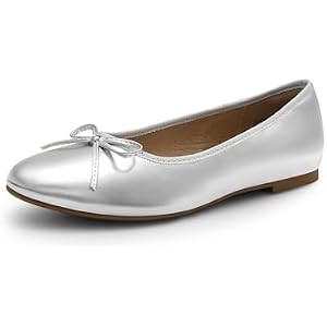 DREAM PAIRS Women's Flats, Round Toe Ballet Flats, Comfortable Slip-on Dressy Business Casual Work Office Ballerina Flat Dress Shoes 10 Silver