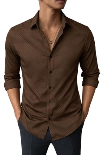 Image of Men's Casual Button Down Shirts Long Sleeve Linen Shirt Fashion Textured Beach Summer Shirts| Men Stylish Shirt | Men Fancy