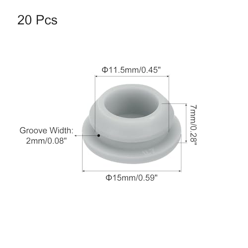 Image of MECCANIXITY 20pcs Silicone Snap in Locking Hole Plugs,11.5mm /0.5 Inch Mounting Diameter Narrow Groove Width 2mm Panel Seal Cover Round for Kitchen Bulkheads Waterproof Sealing Plugs Grey
