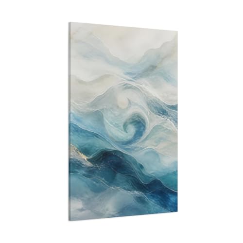 Toile ocean bleu et or 80x120 cm pour habiller un grand mur vide