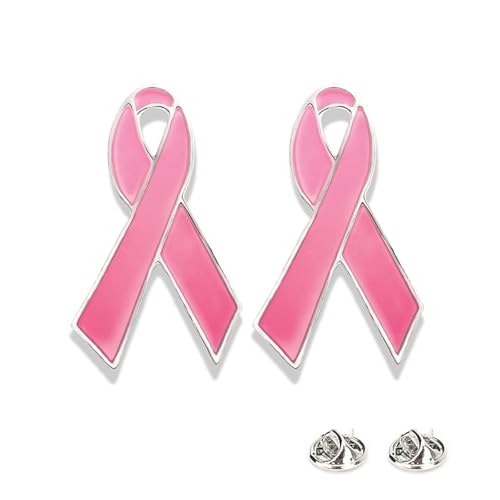 Image of Pink Ribbon Brooch Pins for Breast Cancer Awareness, Breast Cancer Awareness Lapel Pin for Women Memorial Jewelry, Charity Events, Encouragement Gift