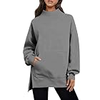 Uwdiohq Sweaters For Women Season Sweatshirt Graphic Print Long Sleeve Knit Pullover Tops Mock Neck Comfy Outfit Set Women (#011-Grey, XL)