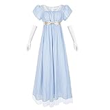 Nuoqi Regency Dress for Women Empire Waist Regency Era Dress Blue, Size L