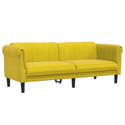 vidaXL Sofagarnitur 3-TLG., Sessel Couch Sofa für Wohnzimmer, Loungesofa Polstersofa mit Stützbeinen, Couchgarnitur Sitzmöbel, Modern, Gelb Samt – Bild 7