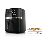 Bosch Series 4 Air Fryer XL with Grilling Set, MAF462B1GB, 9-in-1, 6.1 L, Dual Heating Elements, Defrost and Keep Warm Functions, Intuitive Touchscreen, Up to 65%* Faster Cooking, Black