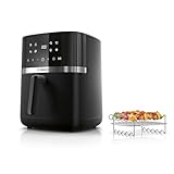 Bosch Series 4 Air Fryer XL with Grilling Set, MAF462B1GB, 9-in-1, 6.1 L, Dual Heating Elements, Defrost and Keep Warm Functions, Intuitive Touchscreen, Up to 65%* Faster Cooking, Black