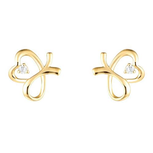 Boucles d'oreilles papillon or et moissanite anti-allergie pour femme