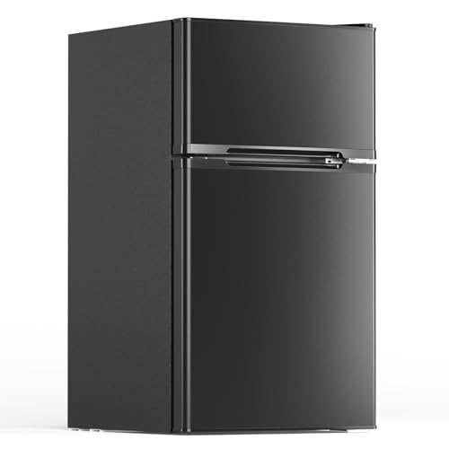 3.1 Cu.Ft Mini Fridge with Freezer, 2 Door Compact Refrigerator, Mini Fridge with Adjustable Removable Glass Shelves for Bedroom, Office, Dorm or Apartment, Black