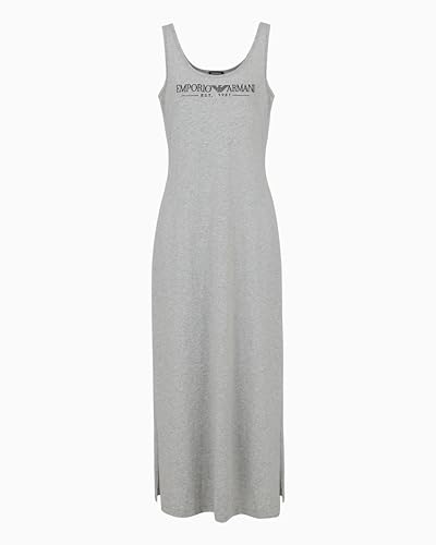 Image of Emporio Armani Woman Everyday Cotton Long Dressing Gown Grey L