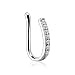 Amelia Fashion 18 GA CZ Lined Bar IP Non-Piercing Clip-On (Steel/Clear CZ)