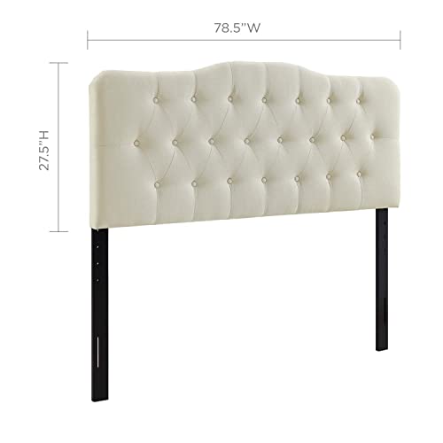 Modway Annabel Tufted Button Linen Fabric Upholstered King Headboard In Ivory #TOP6