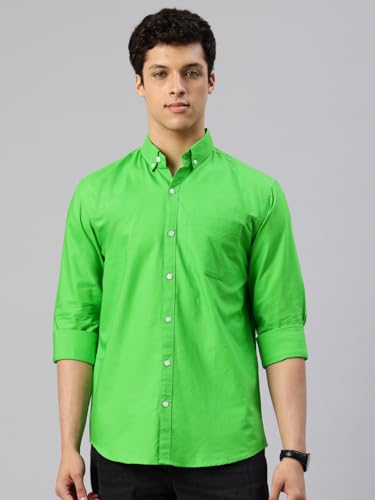 Image of Majestic Man Men's Solid Pure Cotton Casual Shirt - Slim Fit | Full Sleeves | Soft & Breathable Fabric