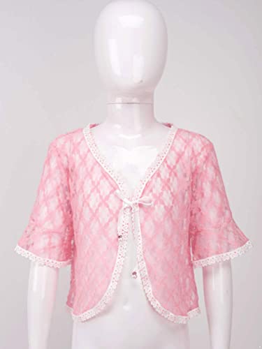 Jhaoyu Girls Ruffle Sleeve Floral Lace Bolero Shrug Wedding Flower Girls Dress Cover Up Cardigan3