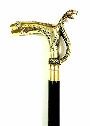 Solid Brass Antique Cobra Brass Handle Wooden Walking Stick Cane 2 Fold Walking Stick Cane Adjustable for Men and Women Gift by The Nautical hub-image-14