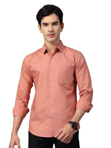 Image of Majestic Man Solid Cotton Casual Shirt - Slim Fit, Full Sleeves, Premium Button Closure