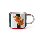 TREEWOO Bonita taza de café de cerámica con diseño 3D de cachorro, estilo coreano, decoración de cumpleaños, Navidad, Año Nuevo