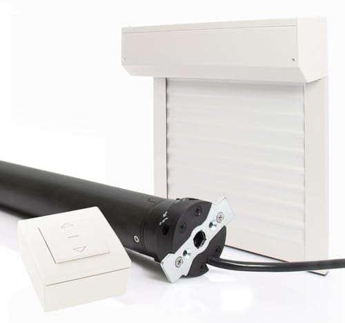 Volet Roulant Electrique Filaire Ajustable en Aluminium h100 x l80 cm- Coloris Blanc- Montage Facile , Pour Fenêtre