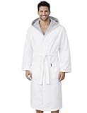 Morgenstern vestaglia da uomo con cappuccio vestaglia di cotone lungo Finn bianco taglia XXL