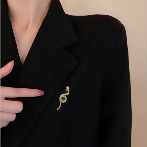 Image of Andelaisi Boho Emerald Snake Brooch Pin Green Gem Snake Serpent Brooch Vintage Crystal Gem Snake Brooch Gothic Emerald Serpent Badge Pin Clothing Hat Bag Accessories Jewelry for Women and Girls