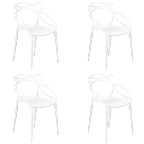 Totò Piccinni Sedie INFINITY in Polipropilene Moderne Design Impilabile (Bianco, 4)