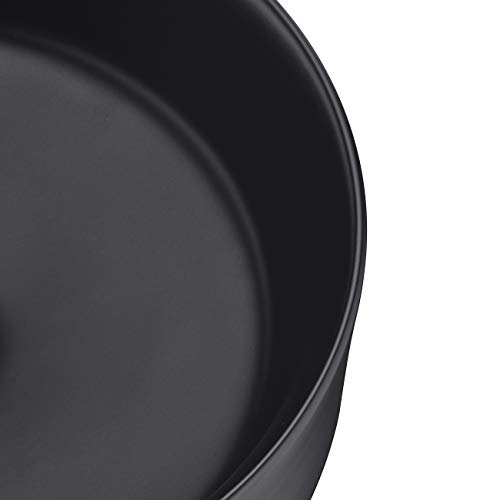 Miyili Bathroom Vessel Sink 14.2" Modern Round Above Counter Circle Matte Black Ceramic Countertop Sink Art Basin, Vs3636B #TOP5