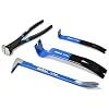 SHALL 4-Piece Pry Bar Set, 12-Inch Cats Paw Nail Puller, 10-Inch & 7.5-Inch Flat Claw Pry Bars, 8-Inch End Cutting Pliers, Utility Wonder Crowbar, Nail Remover Tool for Baseboard, Floor, Nails Removal