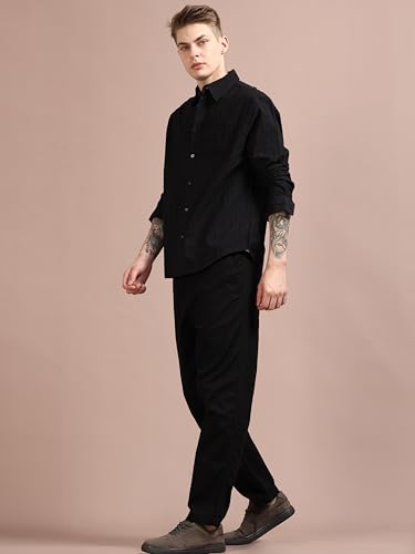 Image of StitchX Men's Full Sleeve Pintuck Striped Casual Cotton Shirt