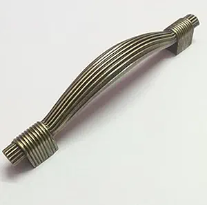 Techlife's(Set of 2) Brass Antique Finish Line Design Cabinet Handle/Pull Handle/Window Pull Handle (6 inch) 2pcs - Brownish Yellow.