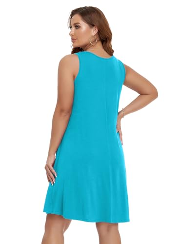 Image of BELAROI Women Casual Summer Beach Dresses Plus Size Sundress V Neck Pockets Swing Tank Dress Cover Ups