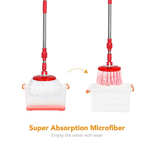 Hapinnex Spin Magic 360 Upgraded Mop Handle With 2 Pack Microfiber Mop Head Refills Set Replacement For Any Hand Press And Pedal Mop Buckets #TOP4