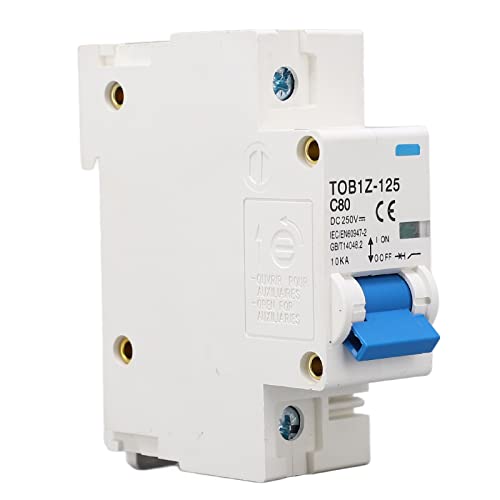 Vikye 80A DC250V Leitungsschutzschalter, 1P 10KA Ausschaltvermögen Flammhemmender Leistungsschalter Passend für Solar-PV-Anlage, 35mm DIN-Schienen-Installation