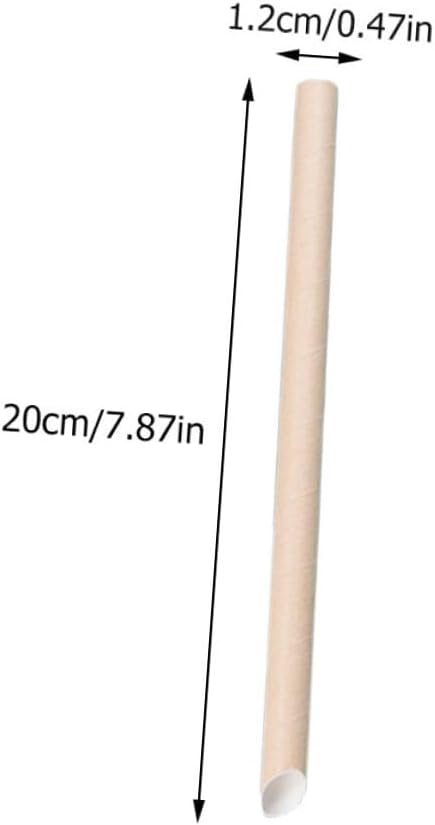 UKCOCO 100pcs Beverage Paper Straws 12x200mm Kraft Pulp Paper Straws with Slanted Tip Disposable for Parties and Cold Drinks
