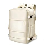 JBAOWEI Mochila de viaje grande de 40 L, mochila de transporte aprobada por aerolíneas, Crema
