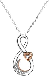 VANSZA Infinity Pendant Women Necklace 925 Sterling Silver Love Heart Necklaces With Cubic Zirconia Female Jewellery For Ladies Girls Wife